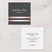 グレー |ダブルバラストライプ金ゴールドスタイリッシュ スクエア名刺 (正面/裏面)