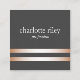グレー |ダブルバラストライプ金ゴールドスタイリッシュ スクエア名刺