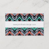 グレー、ティール(緑がかった色)、サンゴの手描きの山形模様 名刺 (裏面)