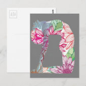 グレー デコ フローラル ヨガ シリーズ ポストカード (正面/裏面)