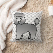 グレー トイプードル かわいい カートゥーン 犬 クッション (ブランケット)