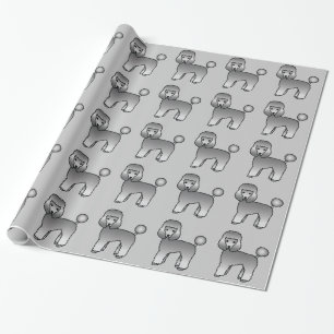 グレー トイプードル 犬 パターン ラッピングペーパー
