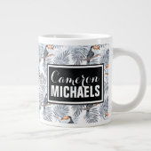 グレー·トゥーカン|名前の追加 ジャンボコーヒーマグカップ (右)