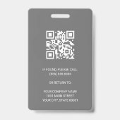 グレー ニュートラル モダン 企業 従業員 写真 QR ID バッジ (裏面)
