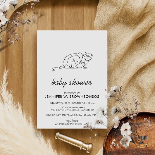 グレー ニュートラル 夏 秋 動物 ネズミ 招待状