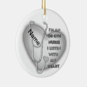 グレー ハート産婦人科看護師 セラミックオーナメント (右)