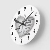 グレー ハート 整形外科 看護師 ラウンド壁時計 (傾斜)