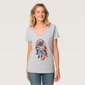 グレー ハーフスリーブ Vネック Tシャツ (正面フル)