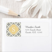 グレー&バフモロッコモダンクローバーモノグラム ラベル (インサイチュ)