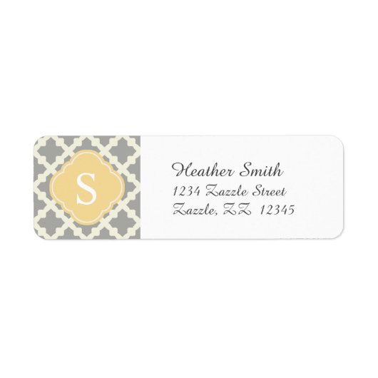 グレー&バフモロッコモダンクローバーモノグラム ラベル (正面)