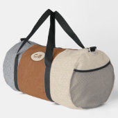 グレー、パーソナライズされたアイボリー、ブラウンデュフェルバッグ ダッフルバッグ (右コーナー)