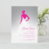 グレー&ピンクオートクチュール結婚ズドレスブライダルシャワー 招待状 (スタンド正面)