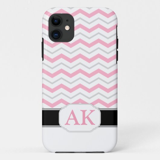 グレー&ピンクシェブロンモノグラムiPhone 5ケース Case-Mate iPhoneケース (裏面)