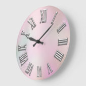 グレー.ピンクシルバーローマ数字ホログラフィック ラージ壁時計 (傾斜)