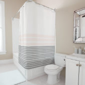 グレー、ピンクストライプ シャワーカーテン (インサイチュ)