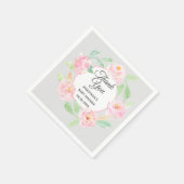 グレー&ピンクフローラリースサンキューベイビーシャワー スタンダードカクテルナプキン (角)