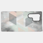 グレー、ピーチ、グリーントレンディーパターン SAMSUNG GALAXYケース (裏面横)