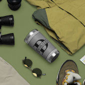 グレー フェイクレザー ステッチ モノグラム オーダーネーム 保温保冷タンブラー