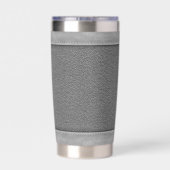 グレー フェイクレザー ステッチ モノグラム オーダーネーム 保温保冷タンブラー (背面)