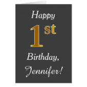 グレー、フェイク金ゴールド1歳の誕生日+名前をカスタムする (正面)