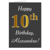 グレー、フェイク金ゴールド10番目の誕生日+名前をカスタムする (正面)