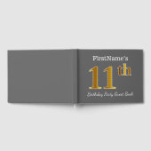 グレー、フェイク金ゴールド11th誕生日パーティー+名前をカスタムする ゲストブック (全面)