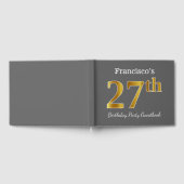 グレー、フェイク金ゴールド27th誕生日パーティー+名前をカスタムする ゲストブック (全面)