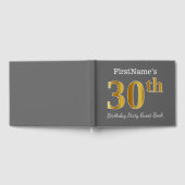 グレー、フェイク金ゴールド30th誕生日パーティー+名前をカスタムする ゲストブック (全面)