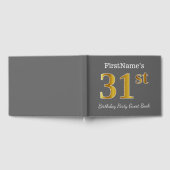 グレー、フェイク金ゴールド31th誕生日パーティー+名前をカスタムする ゲストブック (全面)