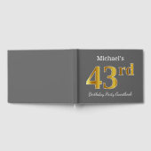 グレー、フェイク金ゴールド43rd誕生日パーティー+名前をカスタムする ゲストブック (全面)
