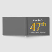 グレー、フェイク金ゴールド47th誕生日パーティー+名前をカスタムする ゲストブック (全面)