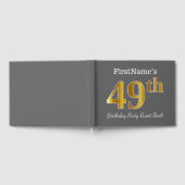 グレー、フェイク金ゴールド49th誕生日パーティー+名前をカスタムする ゲストブック (全面)