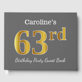 グレー、フェイク金ゴールド63rd誕生日パーティー+名前をカスタムする ゲストブック