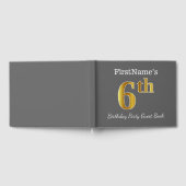 グレー、フェイク金ゴールド6th誕生日パーティー+名前をカスタムする ゲストブック (全面)