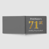 グレー、フェイク金ゴールド71st誕生日パーティー+名前をカスタムする ゲストブック (全面)