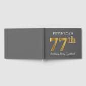 グレー、フェイク金ゴールド77th誕生日パーティー+名前をカスタムする ゲストブック (全面)