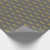 グレー、フェイク金ゴールド81番目(81番目)のイベント ラッピングペーパー (角)