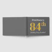 グレー、フェイク金ゴールド84th誕生日パーティー+名前をカスタムする ゲストブック (全面)