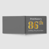 グレー、フェイク金ゴールド86th誕生日パーティー+名前をカスタムする ゲストブック (全面)