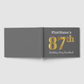グレー、フェイク金ゴールド87th誕生日パーティー+名前をカスタムする ゲストブック (全面)
