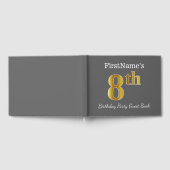 グレー、フェイク金ゴールド8th誕生日パーティー+名前をカスタムする ゲストブック (全面)
