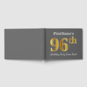 グレー、フェイク金ゴールド96th誕生日パーティー+名前をカスタムする ゲストブック (全面)