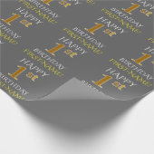 グレー、フェイク金ゴールド「HAPPY 1st BIRTHDAY」 ラッピングペーパー (角)