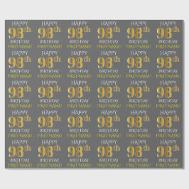 グレー、フェイク金ゴールド「HAPPY 98誕生日」 ラッピングペーパー