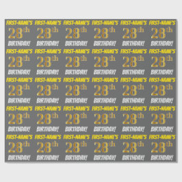 グレー, フェイク/イミテーション ゴールド, "28歳の誕生日" ラッピングペーパー