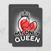 グレー フラット ノート カード : 私の唯一の女王 (正面/裏面)