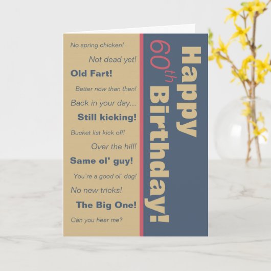 グレー&ブラウンおもしろいオールドエイジジョーク誕生日 カード (黄色い花)