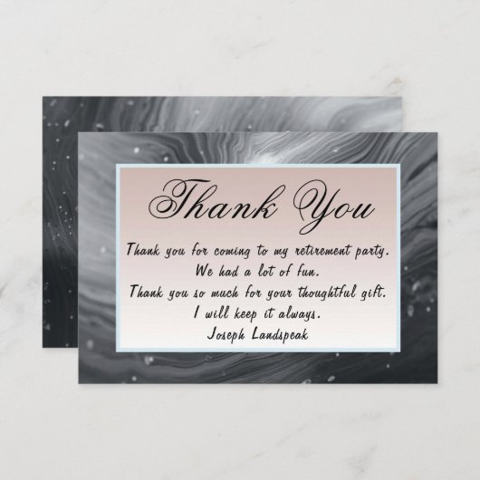 グレー&ブラウンクリーム大理石引退ありがとう ノートカード (正面/裏面)