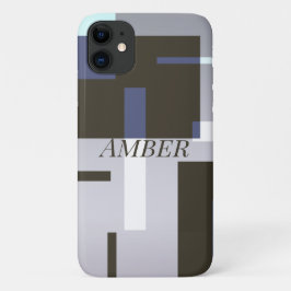 グレー ブラウン カラーブロック ジオメトリック オリジナルデザイン iPhone 11 ケース