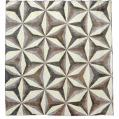 グレー、ブラウン、クリームスター幾何学模様 シャワーカーテン (正面)